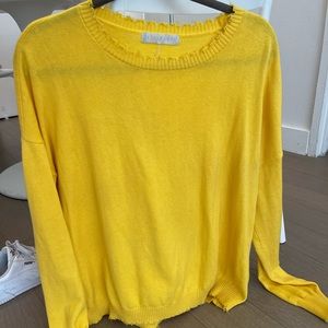 Decker Luxe Frayed Yellow Sweater size L